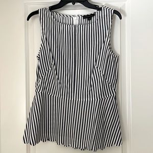 Denim blue and white pinstriped dress top